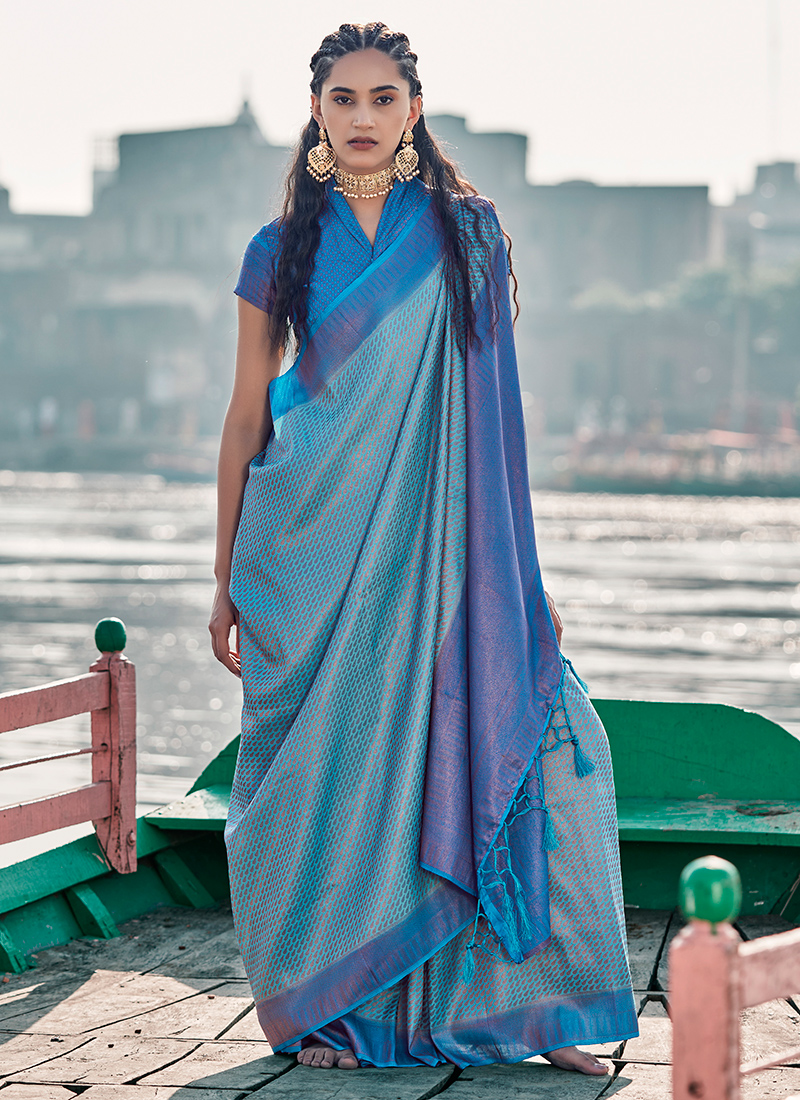 Get Rama Soft Banarasi Silk Saree With Rich Woven Border And Pallu at ₹  1149 | LBB Shop