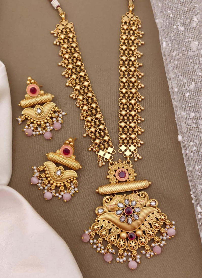 Designer Premium Quality Brass High Gold Long Antique Chandan Set - Main Image