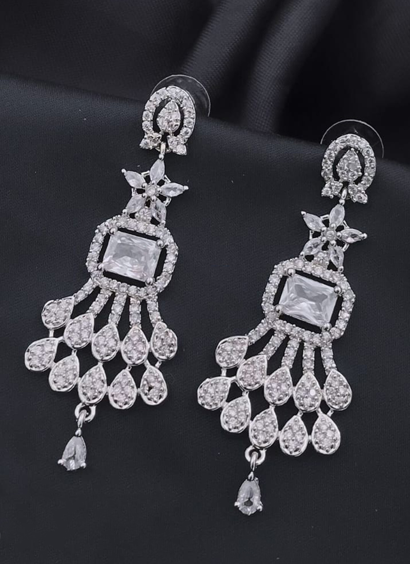 American diamond chandbali earrings Latest Design | AD stone ganga jam – Indian  Designs