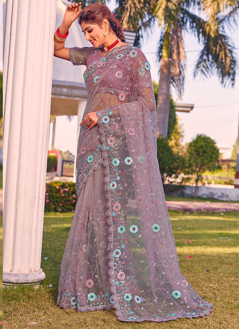 Buy Lavedner Net Wedding Wear Cording Work Saree Online From Wholesale Salwar