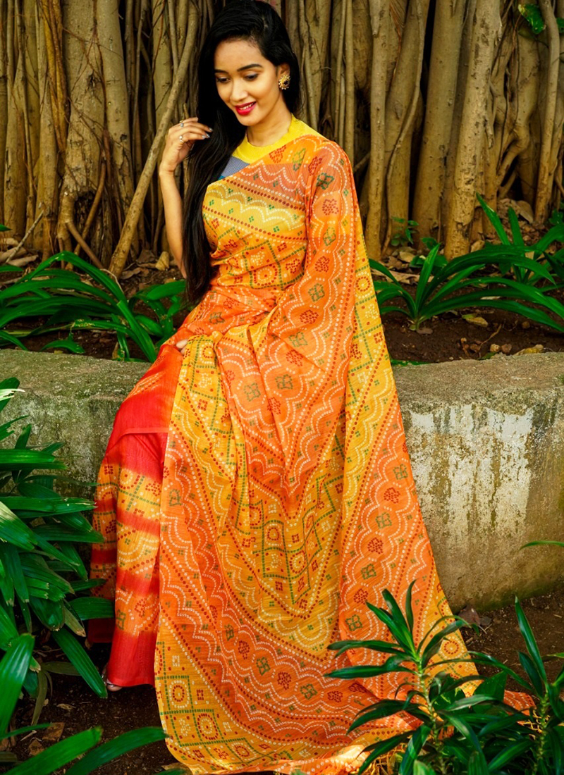 Bandhani Sarees | Buy Latest Bandhani Silk Sarees Online | Tulsi Silks