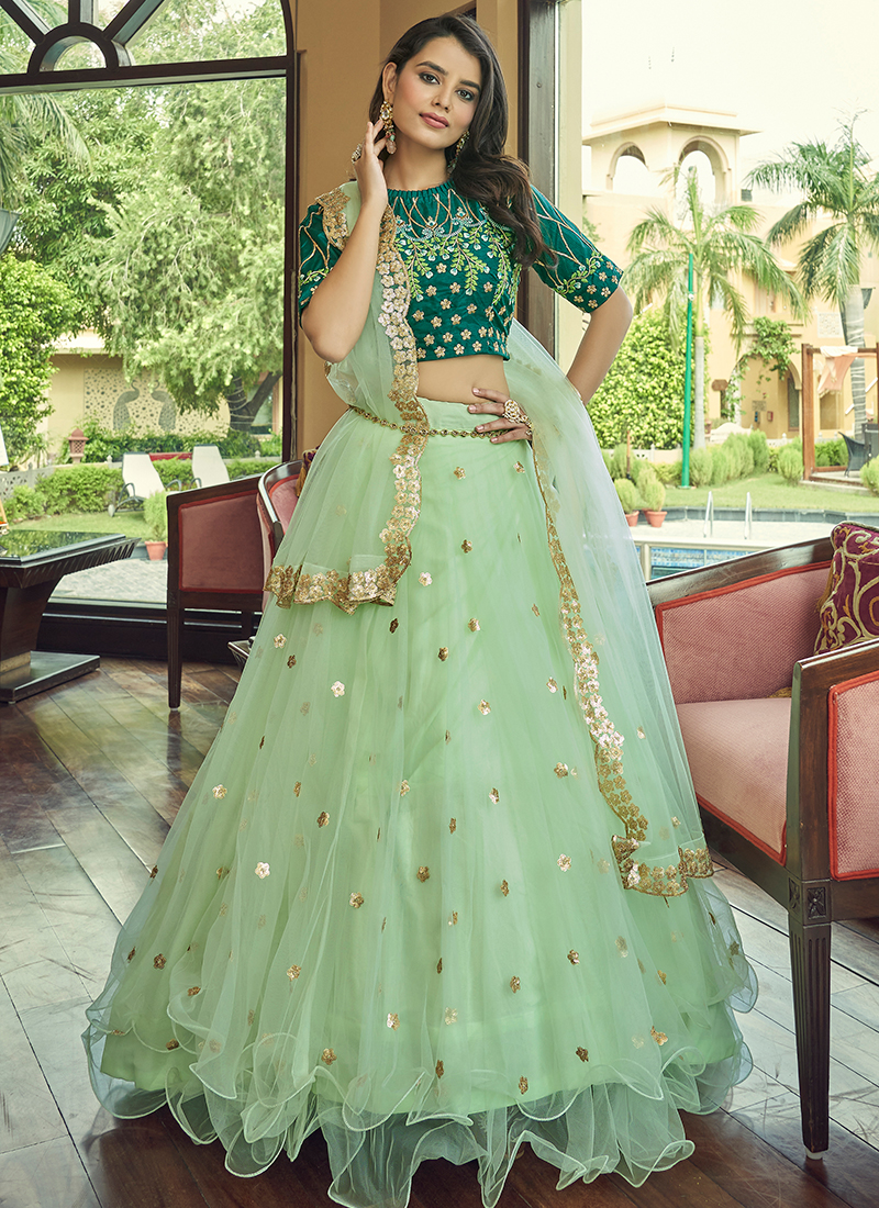 colour combination with light green dress Light Green Net Gown Light Sea Green Designer Embroidered Satin Silk  Anarkali Gown