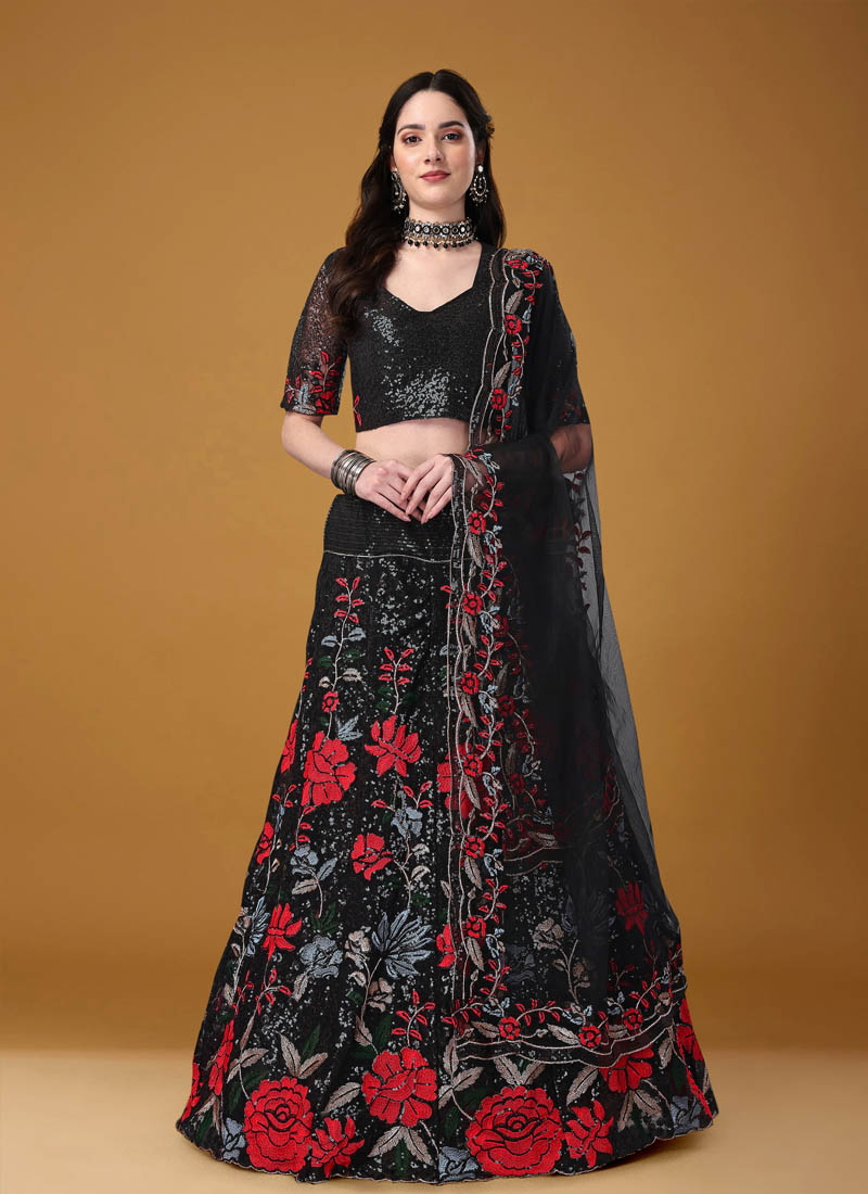 Buy Charcoal Black Designer Lehenga online-Karagiri