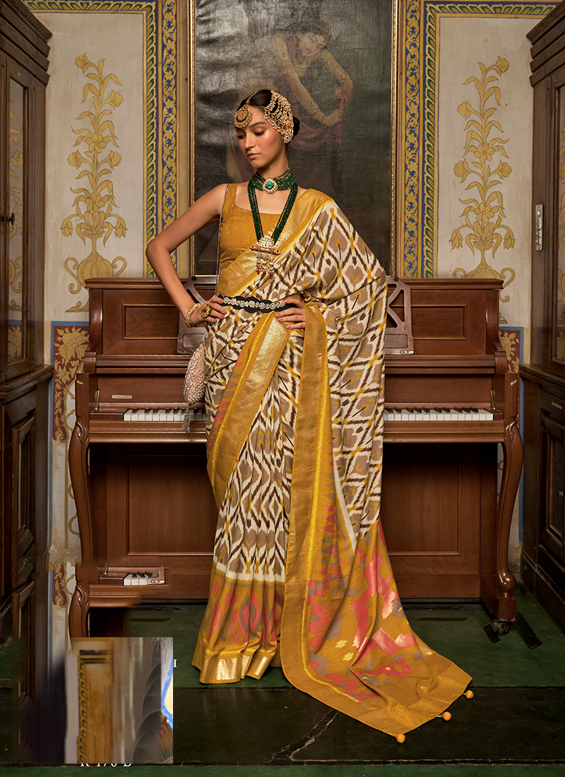 Buy Yellow Silk Traditional Wear Patola Saree Online From ...