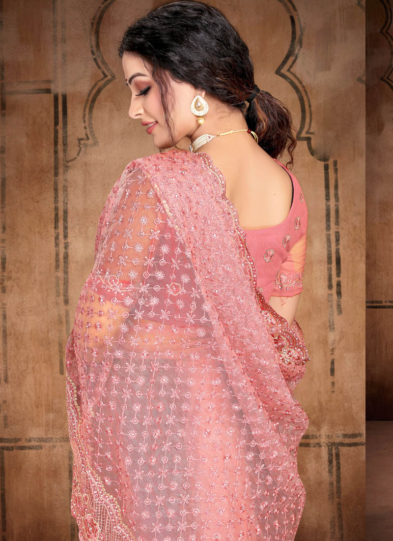 Dubka Work Pink Marriage Saree, Saree Length: 6 m (with blouse piece),  Without Blouse at Rs 15000 in Kadiri