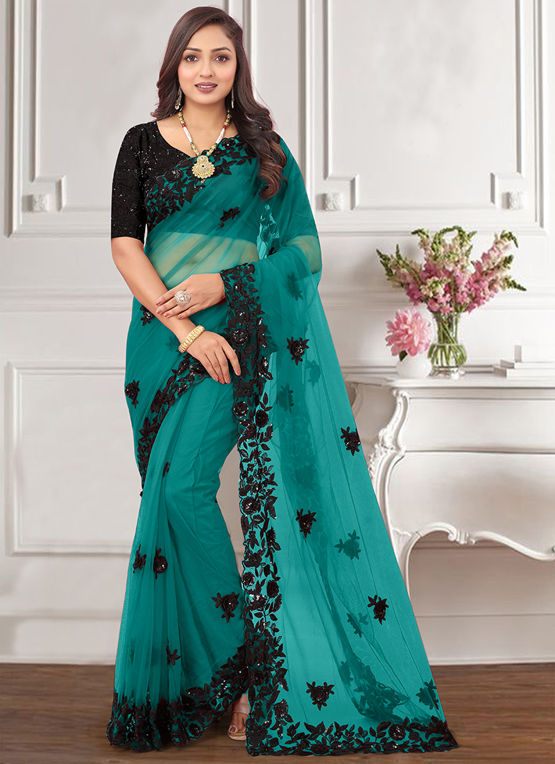 buy-rama-net-reception-wear-zari-work-saree-online-from-wholesale-salwar