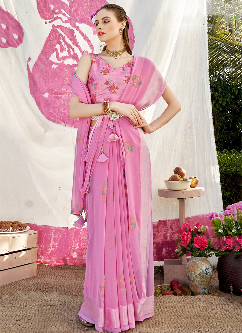 Dark Pink Georgette Saree at Rs 399 | Georgette Sarees in Surat | ID:  2850556500088