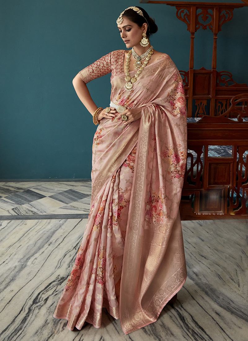 Women's Soft Dolla Silk Printed Saree With Woven Zari Border.(Maroon) -  Stava Creation | Printed sarees, Silk sarees online, Saree