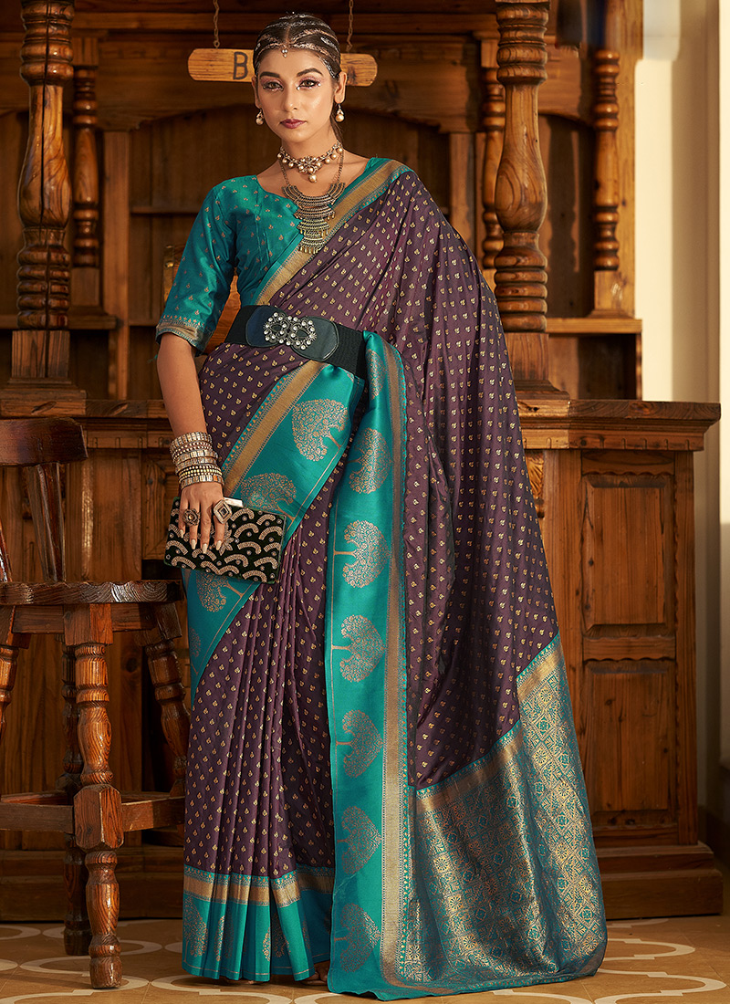 Women's Full Stitched Designer Banarasi Silk Long Gown
