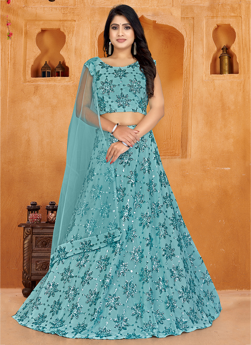 Blue Wedding and Festival Semi Stitched Lehenga Choli