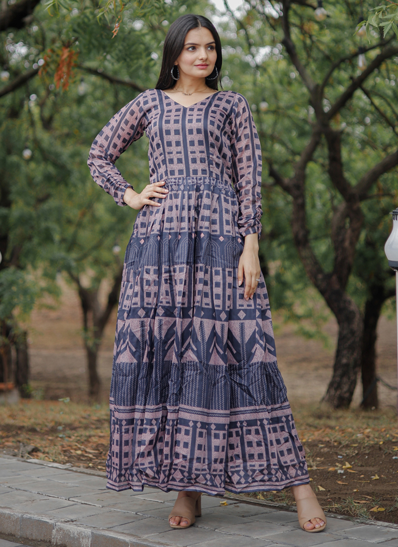 Aayaa9 Pure Chanderi Wholesale Digital Printed Gowns 4 Pieces Catalog ...