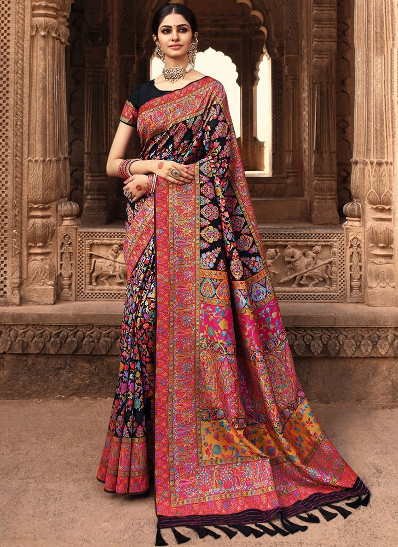 Buy the elegant Midnight Black Woven Paithani Saree on Karagiri | SALE –  Karagiri Global