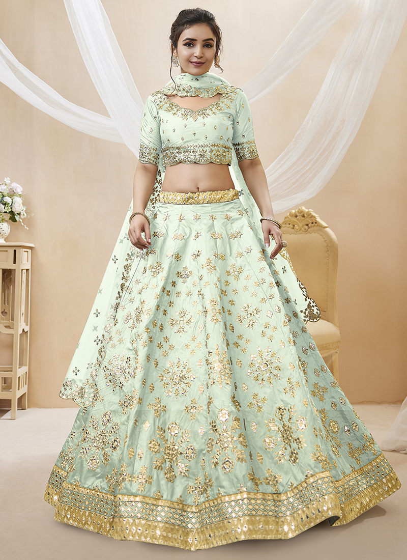 Green Wedding Net Party Lehenga In Net SSA296803 – ShreeFashionWear