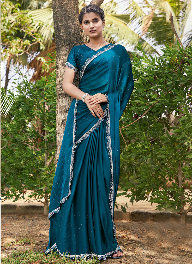 Morpich color printed georgette saree with blouse piece - Catchy Forever -  4266417