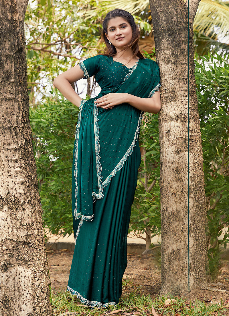 Crepe Silk Dress Material with Zarkan Work  and Chiffon Dupatta main image 1