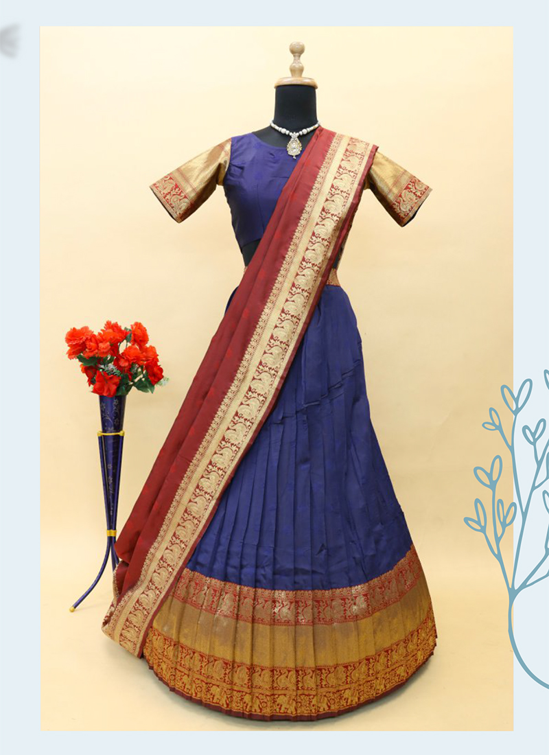 Buy The Pattu Pavadai Jamuna Half Saree Set in Red color