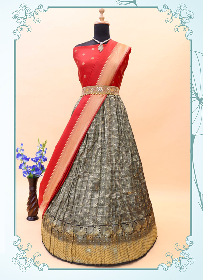 Distinctive Banarasi Silk Lace Work Floor Length Designer Salwar Suit