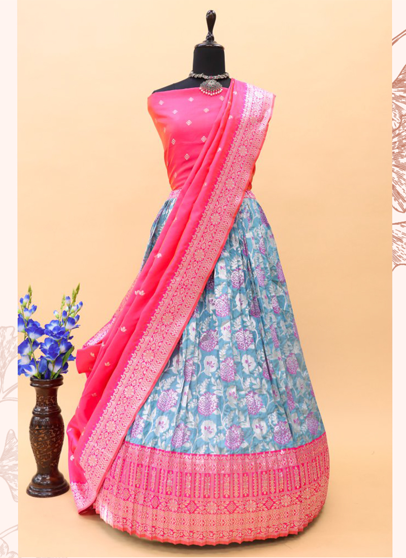 Pink Party Wear Banarasi Lehenga at Rs 650 in Surat | ID: 2850622907873
