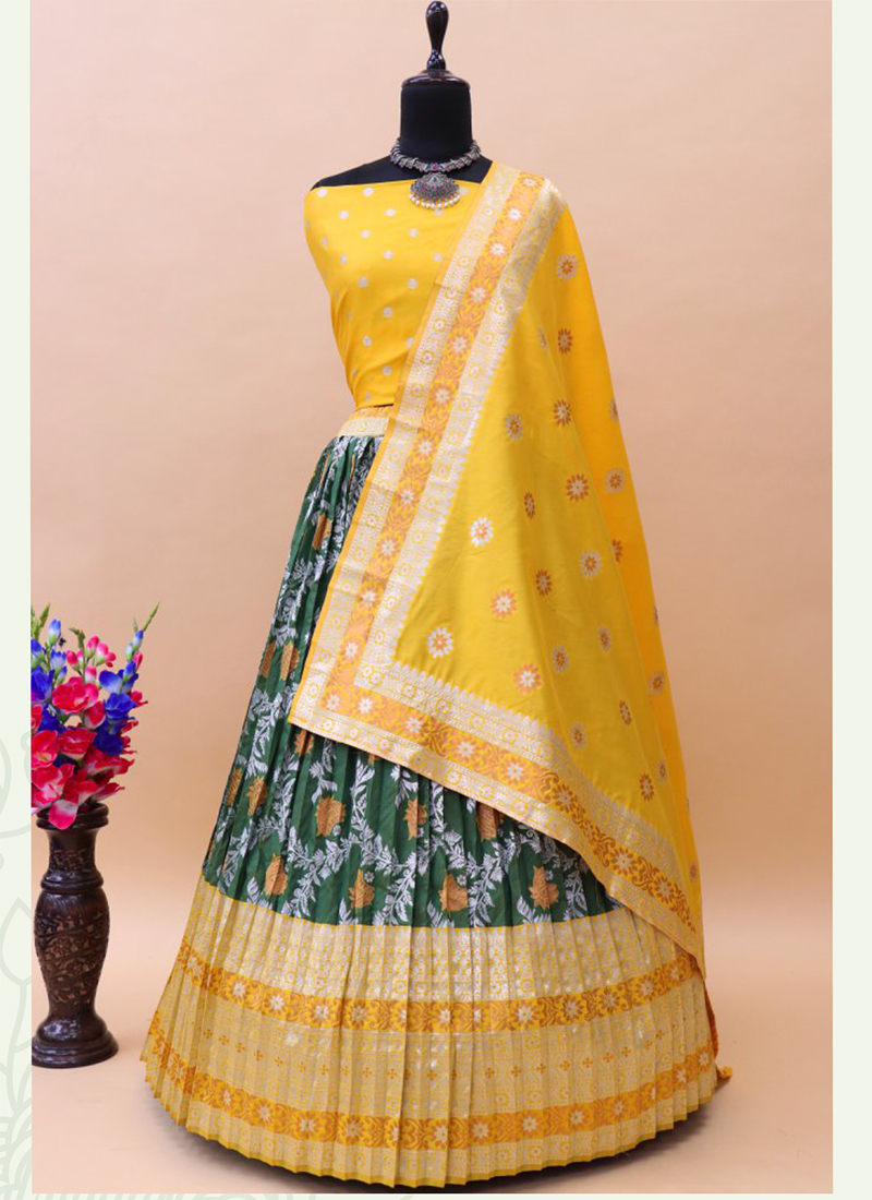 Buy Wine Weaving Banarasi Jacquard Pattu Lehenga Choli Online