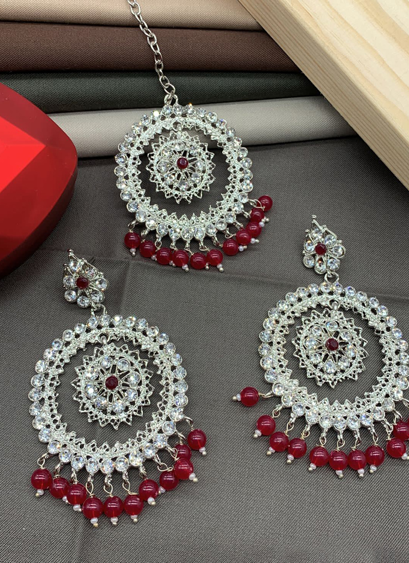 Buy a Maroon Color Premium Oxidised Two Tone Earrings