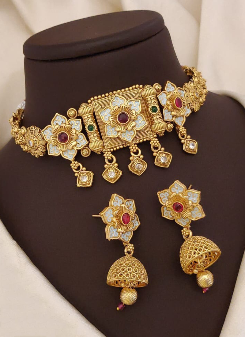 Rose Gold Choker Necklace Set - Dainty Double Choker Chain Necklace – Glass  Palace Arts