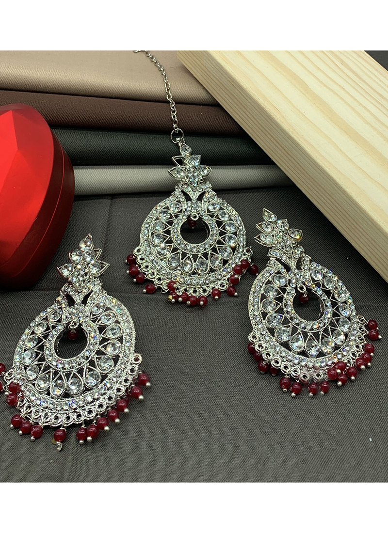 Details more than 182 maroon colour stone earrings best