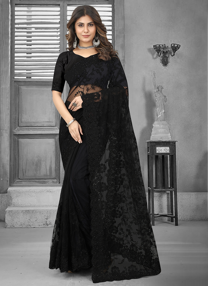 15 Stunning Types Of Black Sarees That All Women Who Love Black Should Have