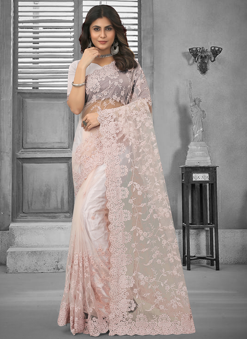 Embroidery Work Net Saree