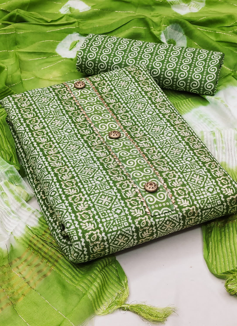 Buy Green Cotton Daily Wear Printed Dress Material Online From Wholesale  Salwar.
