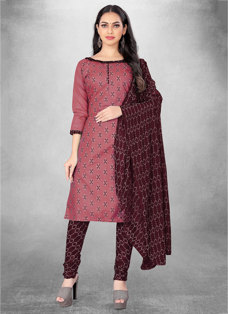 Buy Purple Cotton Regular Wear Printed Churidar Suit Online From Wholesale  Salwar.