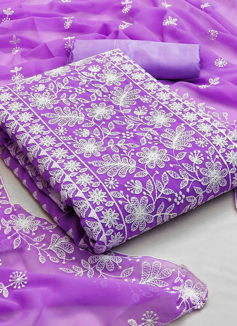 Purple Color Plain Poly Satin Dress Material Fabric - Charu Creation