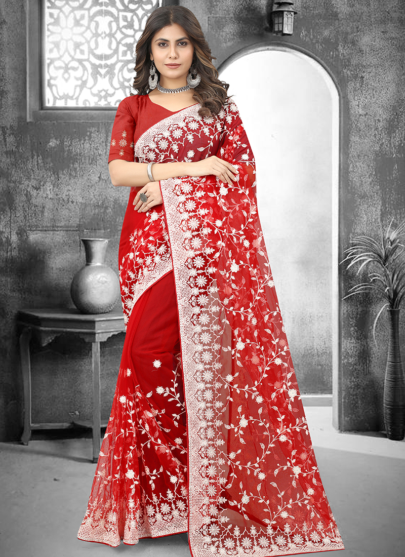 SHIVENTERPRISE fashinista stylish round printed party wear saree Beautiful  Designer Kanjeevaram silk Saree with Blouse piece for Women (red)