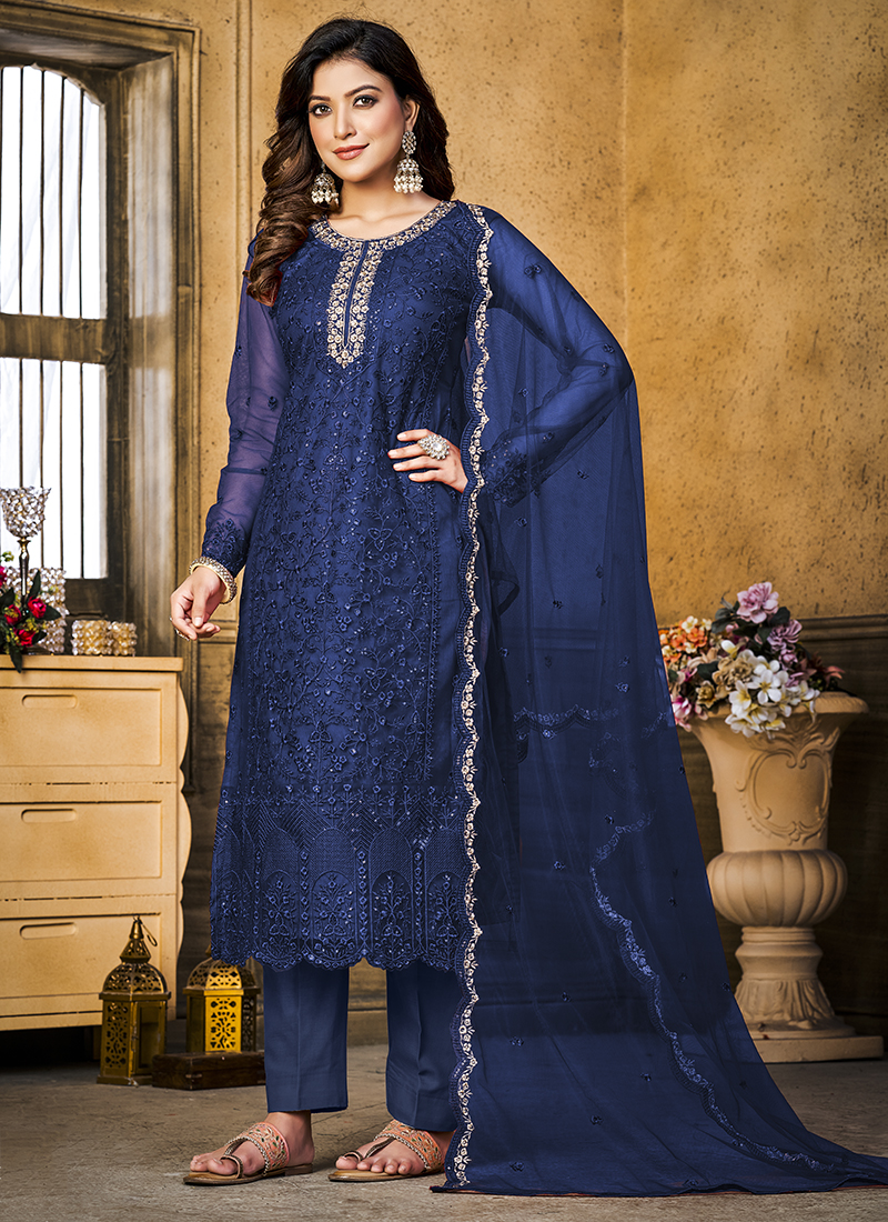 Party Wear Blue color Faux Georgette fabric Salwar Kameez : 1862612