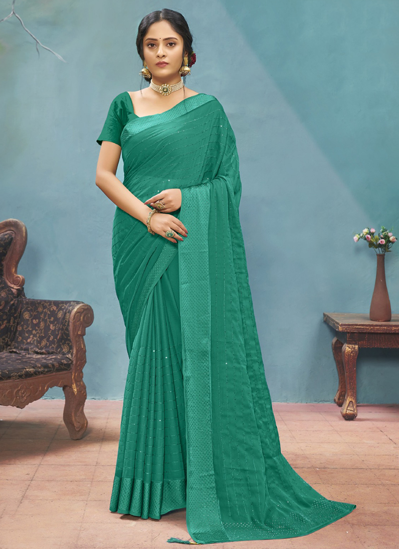 Printed Multicolor Fancy Satin Patta Saree, 6 M (With Blouse Piece)