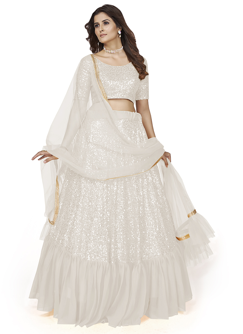 Buy White Digital Print Trendy Lehenga Choli Online : 233049 -