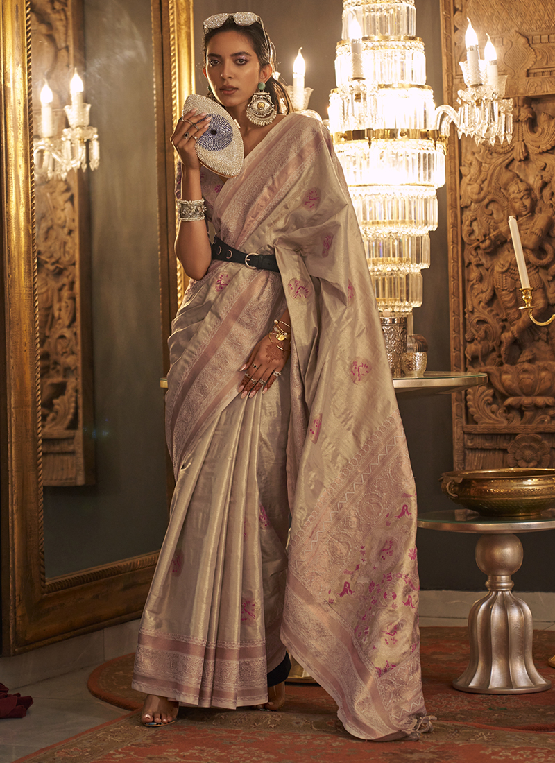 Delectable Beige Soft Banarasi Silk Saree With Scrumptious Blouse Piec –  LajreeDesigner