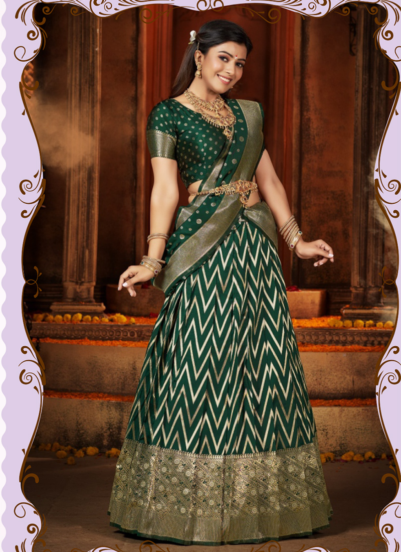 Pure Silk Pattu Half saree model designs with Shivangi-cacanhphuclong.com.vn