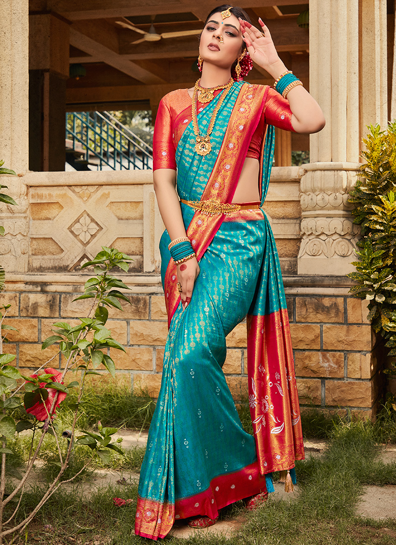 Blue marriage outlet saree