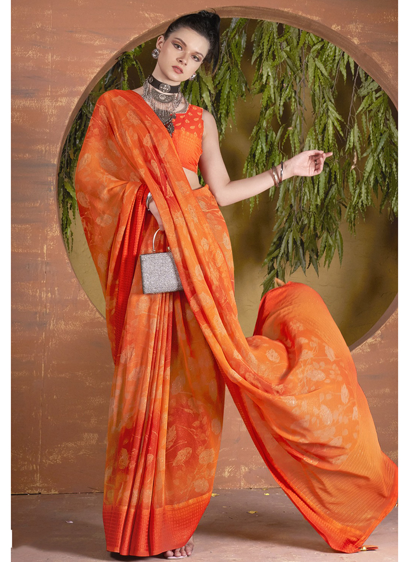 Shop Violet Smooth Silk Foil Printed Saree Festive Wear Online at Best  Price | Cbazaar