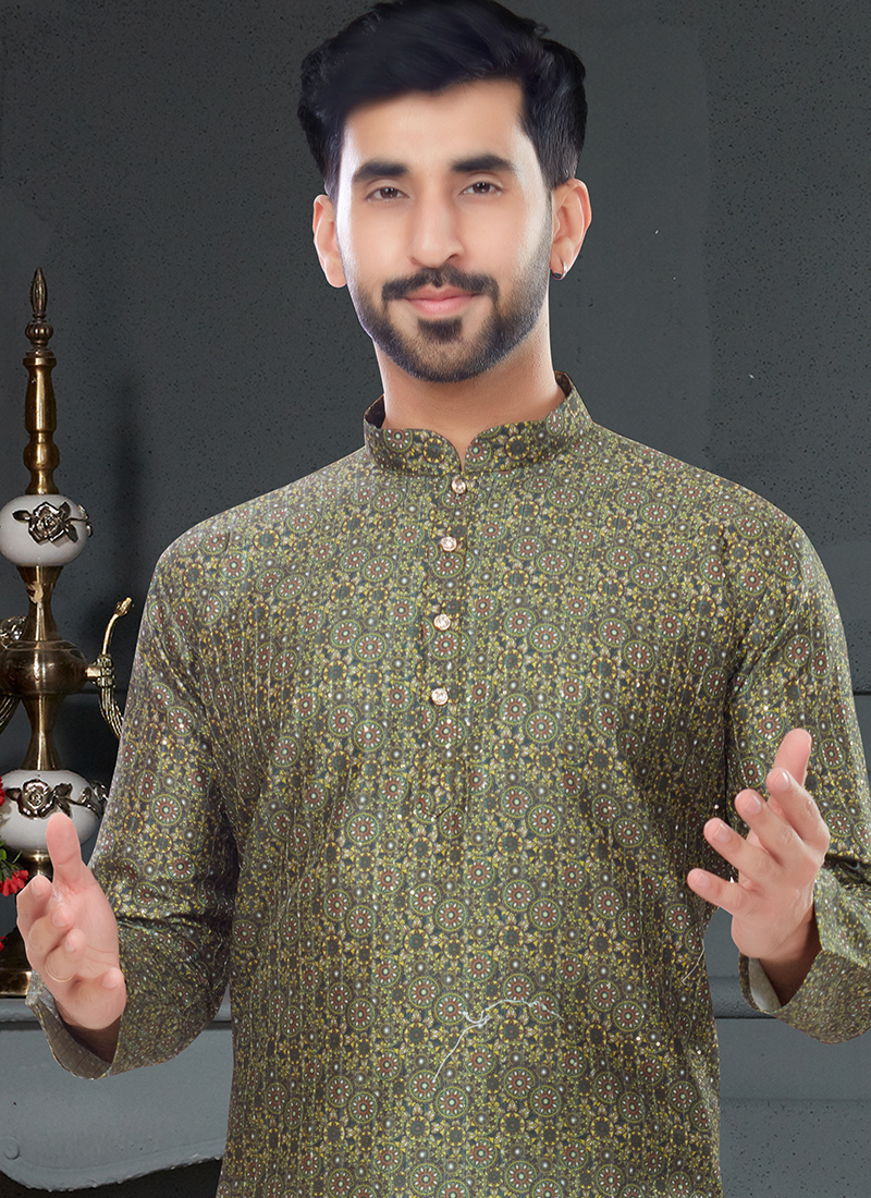 edenrobe Men's Mehndi Kurta Pajama - EMTKPT23-003 – edenrobe Pakistan