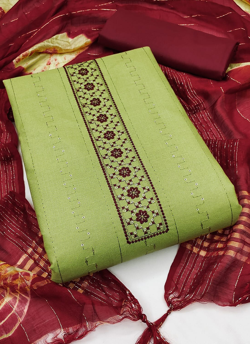 Hot Pink hand block printed cotton dress materials new model with chiffon  dupatta - Kiran's Boutique