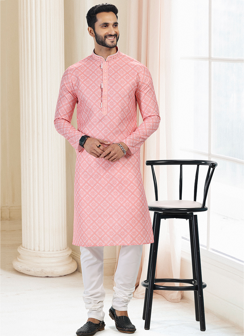 Silk Kurta Chola Pajama Buy Orange Cotton Traditional Wear Thread