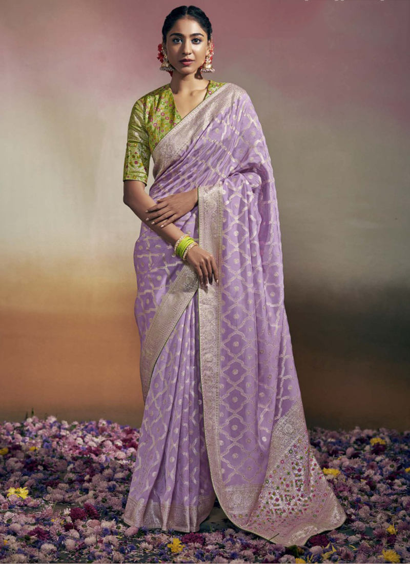 Lilac Silk Saree