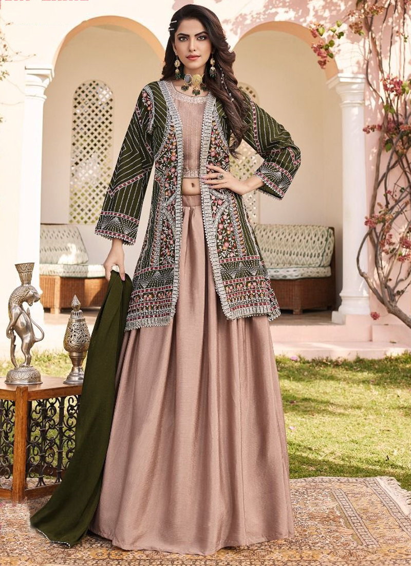 Mauve And Pink Anarkali Lehenga Suit