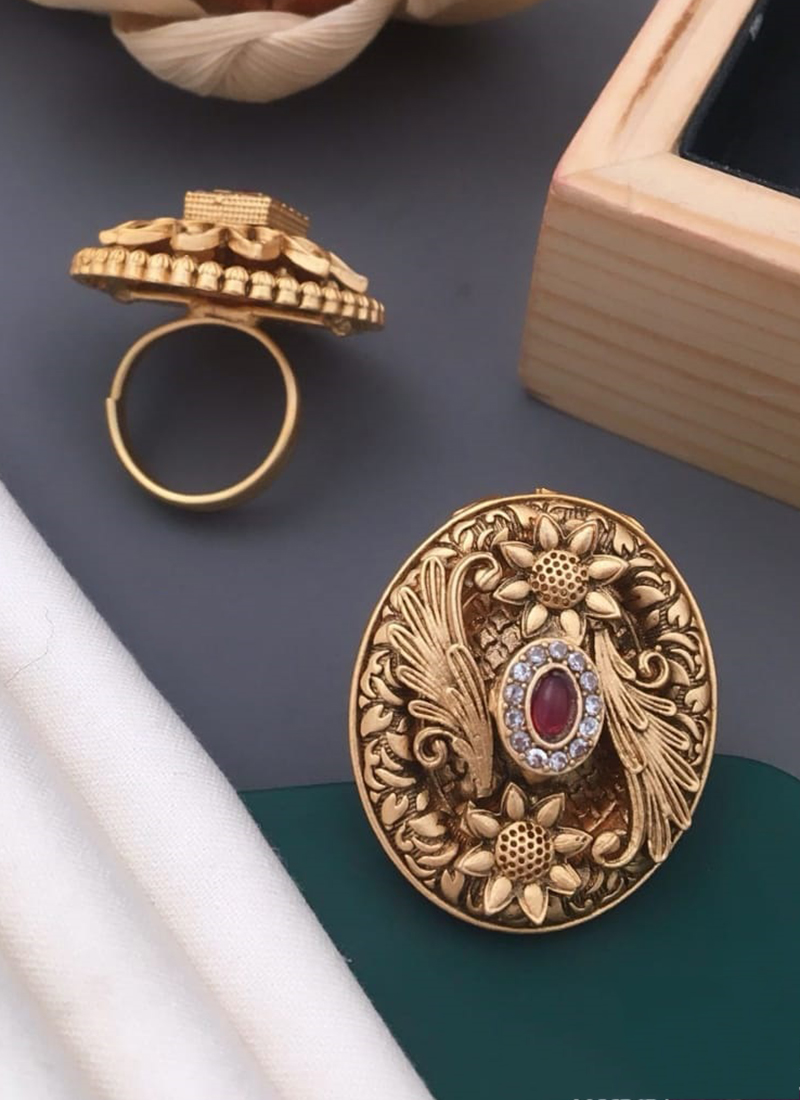 The Fancy Jodha Ring Gold Emerald – Welcome to Rani Alankar