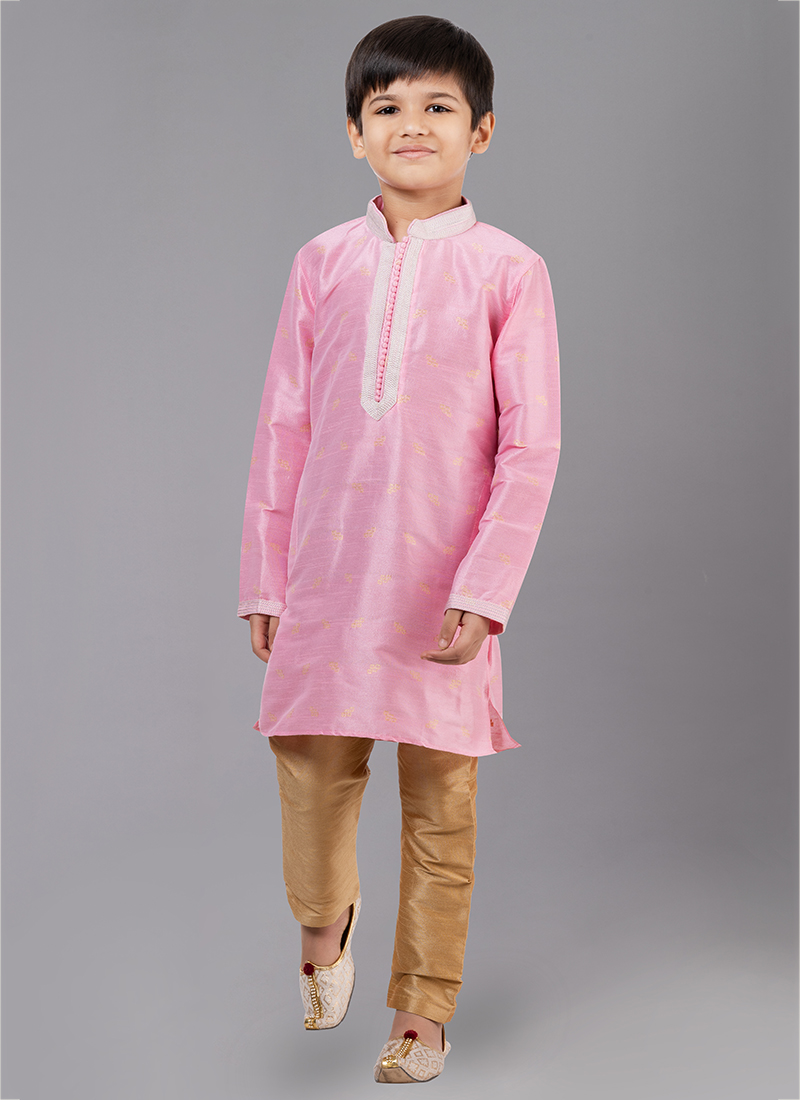 White Kurta Pajama Printed Dhupion Silk main image 0
