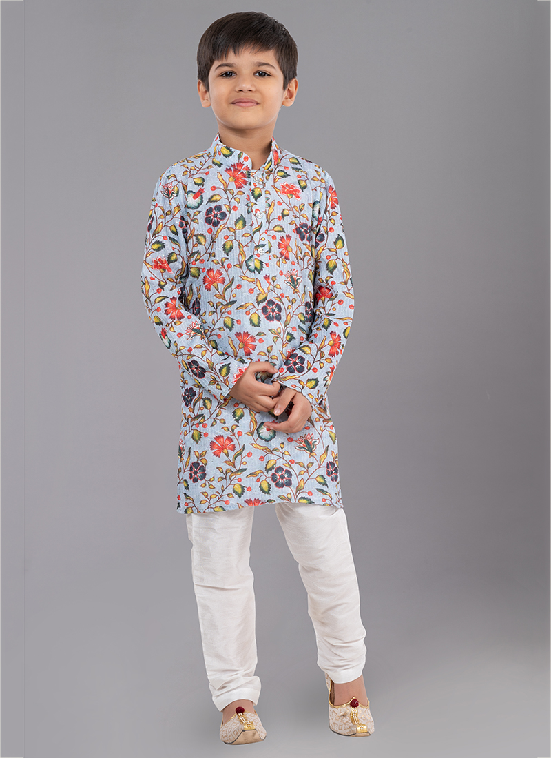 Multi Color Mono Polyster Traditional Wear Sequins Work Kids Kurta Pajama