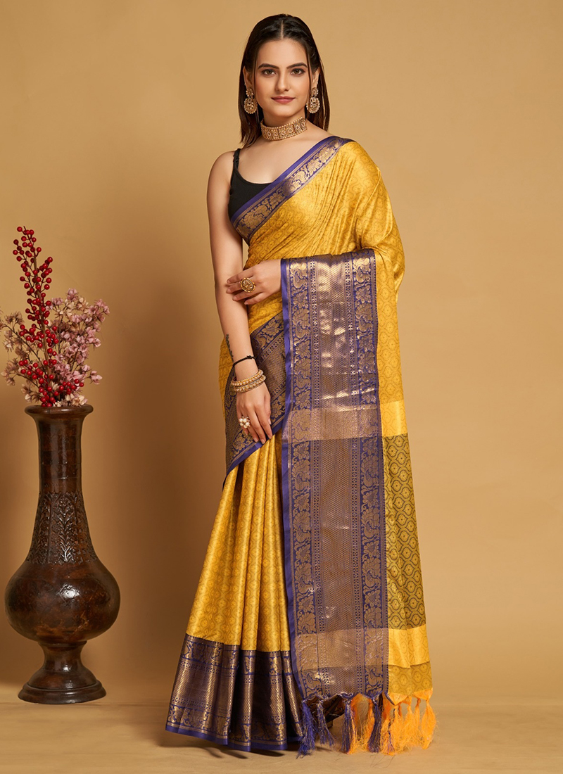Nude Brown Pure Tussar Silk Saree highlighted with Gold Zari Border - Mirra  Clothing
