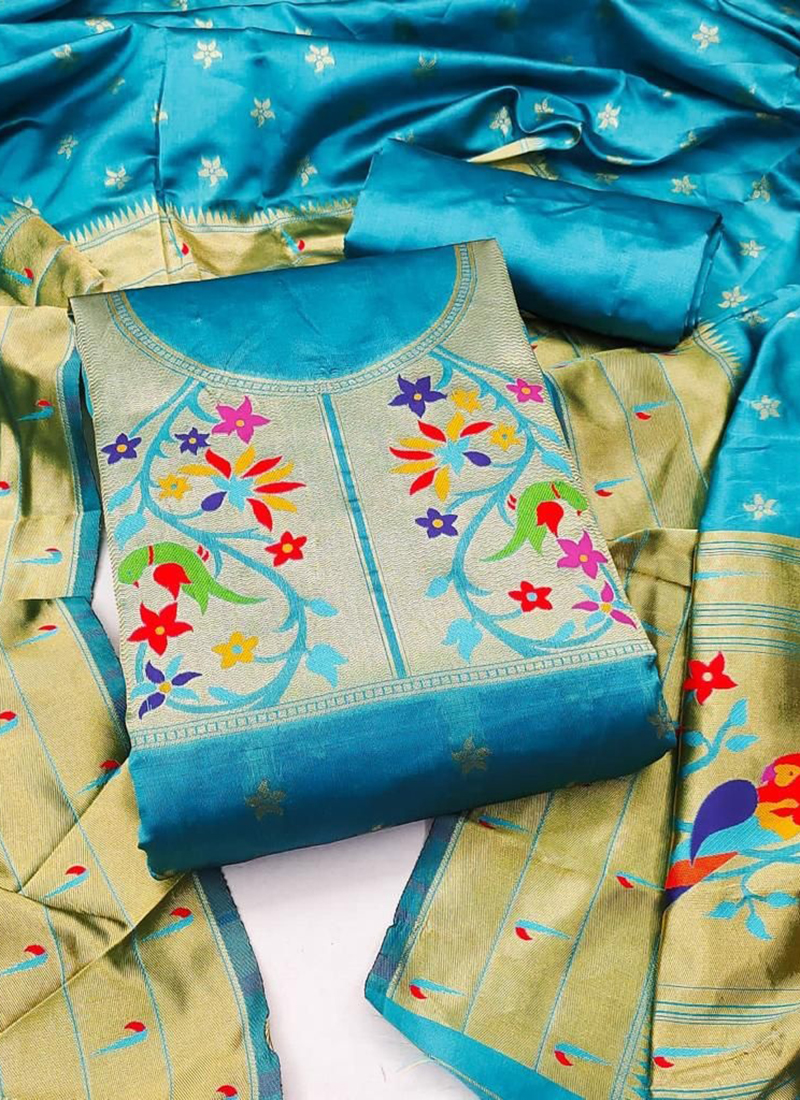 Deep Pink Paithani Weaving Banarasi Silk Traditional Dress Material | Party  wear dresses, Traditional dresses, Dress materials