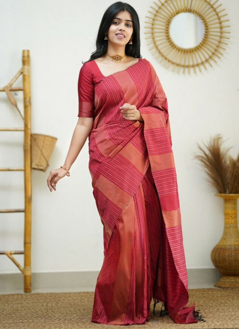 Pink Soft Silk Saree By Tathastu